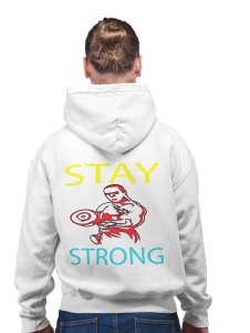 Stay Strong, (Yellow and White) printed artswear white hoodies for winter casual wear specially for Men