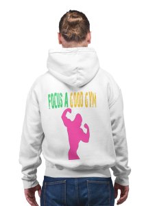Focus A Good Gym Text printed artswear white hoodies for winter casual wear specially for Men