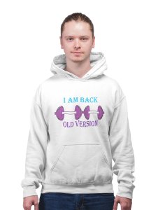 I Am Back (White and Violet)printed artswear white hoodies for winter casual wear specially for Men