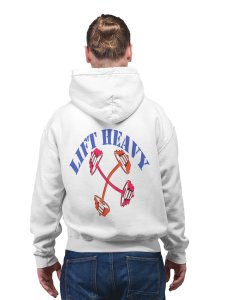 Lift Heavy Text printed artswear white hoodies for winter casual wear specially for Men
