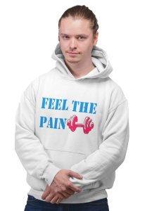 Feel The Pain, 1 Dumble Text printed artswear white hoodies for winter casual wear specially for Men