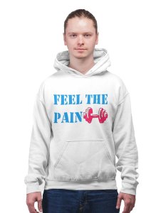 Feel The Pain, 1 Dumble Text printed artswear white hoodies for winter casual wear specially for Men