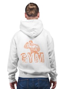Gym, (BG Orange) printed artswear white hoodies for winter casual wear specially for Men
