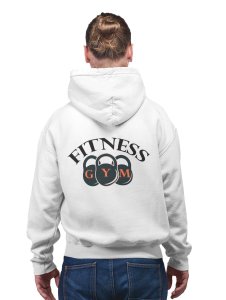 Fitness Gym, (BG 3 Black Locks) Text printed artswear white hoodies for winter casual wear specially for Men