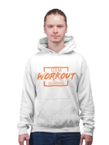 Gym, Workout (Orange) printed artswear white hoodies for winter casual wear specially for Men