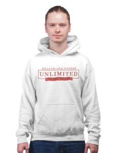 Heath and Fitness, Unlimited (BG Light Brown) printed activewear white hoodies for winter casual wear specially for Men
