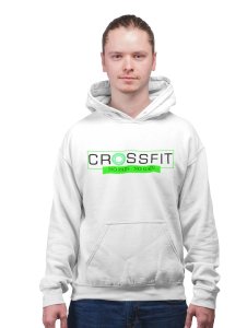 Crossfit, No Pain, No Gain printed activewear white hoodies for winter casual wear specially for Men
