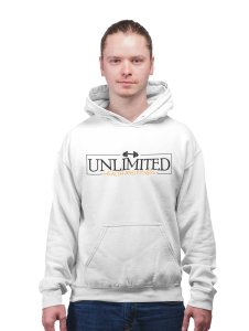 Health and Fitness, (BG Orange) printed activewear white hoodies for winter casual wear specially for Men