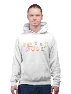 Beast Mode printed activewear white hoodies for winter casual wear specially for Men