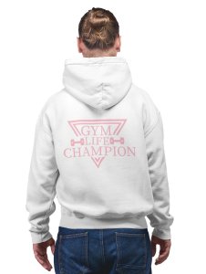 Gym Life Champion (BG Pink)printed activewear white hoodies for winter casual wear specially for Men