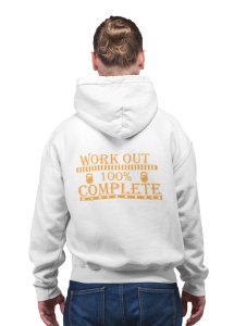 Workout 100% Complete printed artswear white hoodies for winter casual wear specially for Men