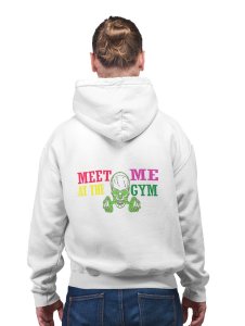 Meet Me At The Gym printed artswear white hoodies for winter casual wear specially for Men