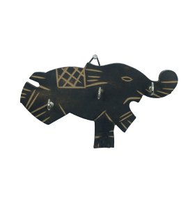 Baby elephant wooden hanging keystand / key rack for walls of your home and offices (black)