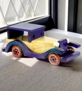 Wooden vintage style classic large jeep toy game for kids (collectible item) (purple)