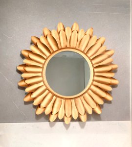 Sun burst mirror/ Sheeshah / sunflower shaped decorative wall mirror for home decor (brass colour)