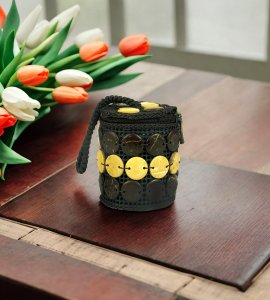 Original handmade cocunut shell phone bag / zipper pouch with a closure zipper for women