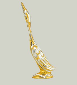 Handcrafted exquisite metal golden swan couple statue for home and office decor(small)