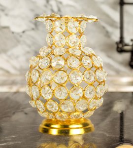Golden crystal pot - decoration purpose, home and decore beautiful handmde - Vibrant Lighting.