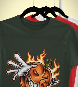 Evil hot pumkin -round crew neck cotton tshirts for men