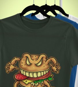 Hungry burger -round crew neck cotton tshirts for men