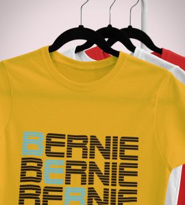 Vertical text- Bernie (6 times) -round crew neck cotton tshirts for men