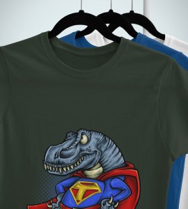 Super Dinosaur -round crew neck cotton tshirts for men