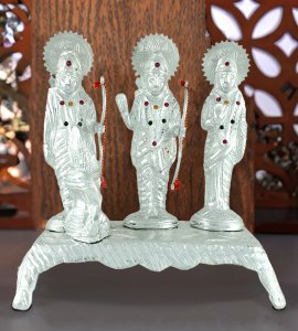 Sterling silver decorative Ram, laxman and seeta figurine/ murti for home and puja ghar