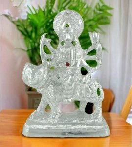 Beautifully handcrafted durga maa murti with silvery glitters for home and office decor