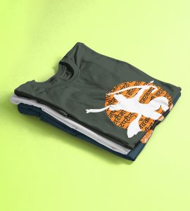 White shadowed Shree Ram printed unisex adults round neck cotton half-sleeve black tshirt specially for Navratri festival/ Durga puja