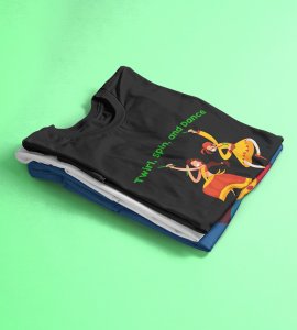 Navratri Magic text printed unisex adults round neck cotton half-sleeve black tshirt specially for Navratri festival/ Durga puja