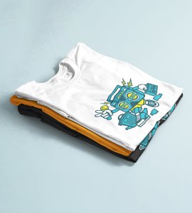 Radio(BG Blue) Illustration art -round crew neck cotton tshirts for men