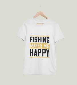 Fishing makes me happy Illustration art - Printed Tees for men - super comfy - designed for fun and creative atmosphere around you - youth oriented design