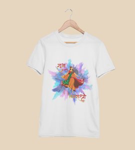 Shubh Navratri blasted colours printed unisex adults round neck cotton half-sleeve white tshirt specially for Navratri festival/ Durga puja