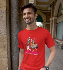 Garba Nights printed unisex adults round neck cotton half-sleeve red tshirt specially for Navratri festival/ Durga puja