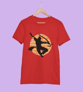 Black shadowed lord Ram printed unisex adults round neck cotton half-sleeve red tshirt specially for Navratri festival/ Durga puja