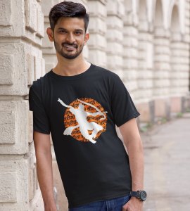 White shadowed lord Shree Ram printed unisex adults round neck cotton half-sleeve black tshirt specially for Navratri festival/ Durga puja