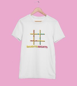 Hashtag printed unisex adults round neck cotton half-sleeve blue tshirt specially for Navratri festival/ Durga puja