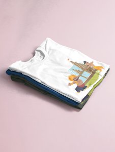 Ram and ravan animated printed unisex adults round neck cotton half-sleeve white tshirt specially for Navratri festival/ Durga puja