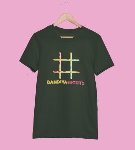 Hashtag printed unisex adults round neck cotton half-sleeve green tshirt specially for Navratri festival/ Durga puja
