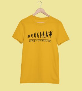 Gujju evaluation printed unisex adults round neck cotton half-sleeve yellow tshirt specially for Navratri festival/ Durga puja