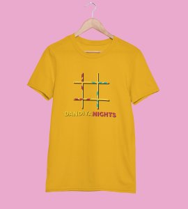 Hashtag printed unisex adults round neck cotton half-sleeve yellow tshirt specially for Navratri festival/ Durga puja
