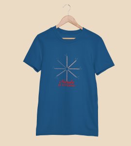 Circle based dandiyas together printed unisex adults round neck cotton half-sleeve blue tshirt specially for Navratri festival/ Durga puja