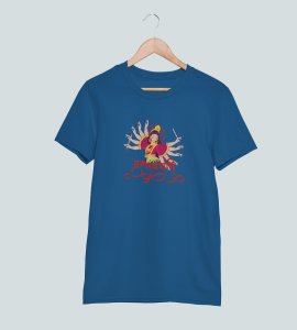 Durga maa animated printed unisex adults round neck cotton half-sleeve blue tshirt specially for Navratri festival/ Durga puja