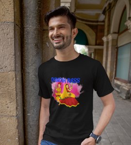 Dandiya rass printed unisex adults round neck cotton half-sleeve black tshirt specially for Navratri festival/ Durga puja