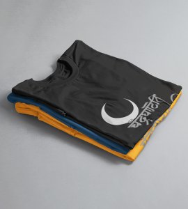 Chandradhantani printed unisex adults round neck cotton half-sleeve black tshirt specially for Navratri festival/ Durga puja