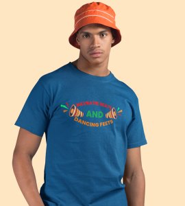 Navratri beats printed unisex adults round neck cotton half-sleeve blue tshirt specially for Navratri festival/ Durga puja