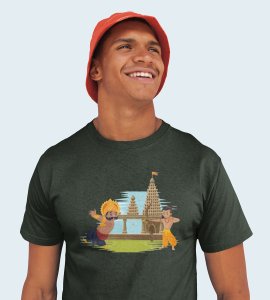 Navratri garba dance printed unisex adults round neck cotton half-sleeve green tshirt specially for Navratri festival/ Durga puja