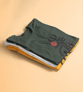 Maa text printed unisex adults round neck cotton half-sleeve green tshirt specially for Navratri festival/ Durga puja