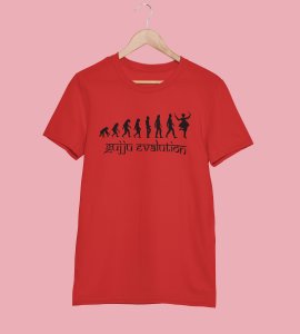 Gujju evaluation printed unisex adults round neck cotton half-sleeve red tshirt specially for Navratri festival/ Durga puja