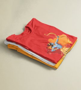 Happy Dussehra (colour spreads) printed unisex adults round neck cotton half-sleeve red tshirt specially for Navratri festival/ Durga puja